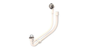 MRB4C Трап (1 1/2"х40мм) для ванн с переливом (L500ммхD25мм) с пластиковыми решетками, пробкой, гиб