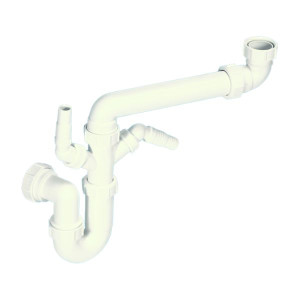MRSK7-5571 Сифон трубный P/S-образный (1 1/2"х40мм) без выпуска, с отводом (вход 1 1/2"«мама», L285