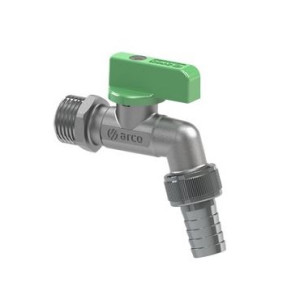 Кран водоразборный NANO MAC 1/2-1/2 D15 зел. ручка Arco