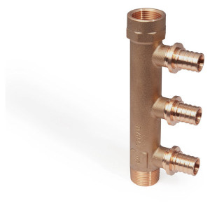 Rehau Гребенка распределительная на три трубы R/Rp 3/4-16 RX бронза+