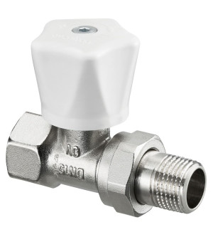 Oventrop Прямой вентиль серия HRV, проходной, DN-15, 1/2", ВН, никелированный, маховик белый