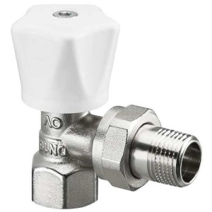 Oventrop Угловой вентиль серия HR, DN-20, 3/4", ВН, никелированный, маховик белый