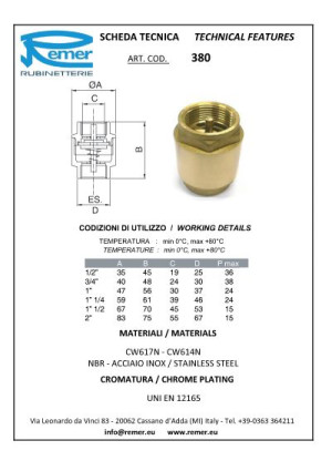 Lat Обратный клапан 2"  метал. седло RR 380