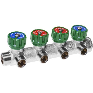 Коллектор рег. 4 отв. 3/4" х1/2" FAR евроконус